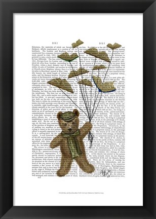 Framed Bear with Book Butterflies Print