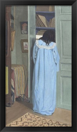 Framed Woman in Blue Searching a Cabinet, 1903 Print