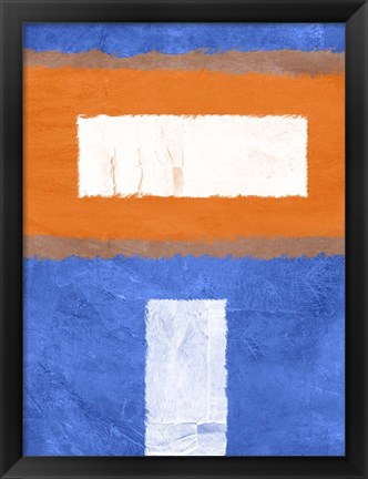 Framed Blue and Orange Abstract Theme 2 Print