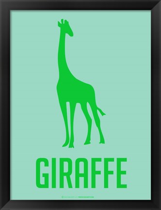 Framed Giraffe Green Print