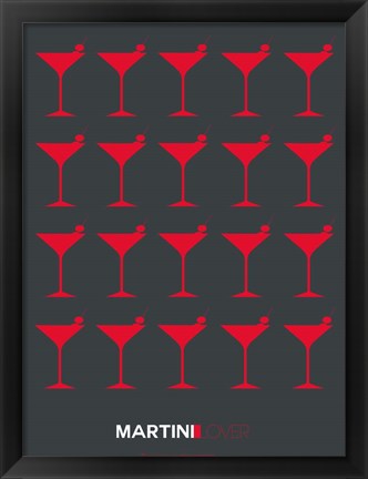 Framed Martini Lover Red &amp; Grey Print