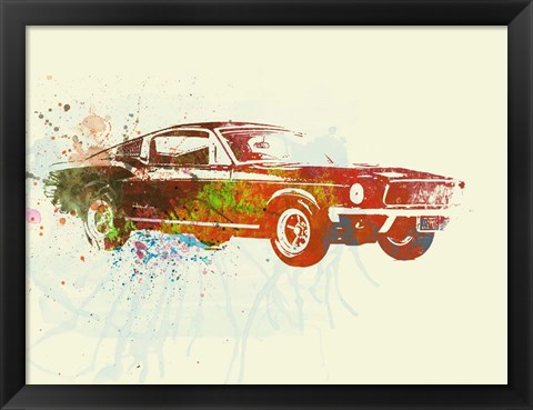 Framed Ford Mustang Watercolor Print