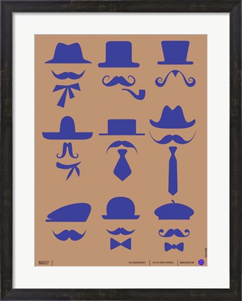 Framed Hats and Mustaches 2 Print