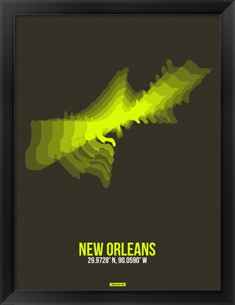 Framed New Orleans Radiant Map 1 Print