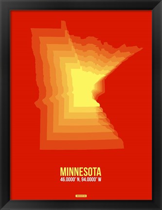 Framed Minnesota Radiant Map 2 Print