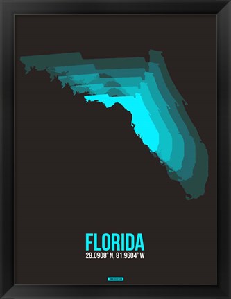 Framed Florida Radiant Map 6 Print