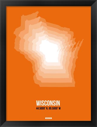 Framed Wisconsin Radiant Map 3 Print