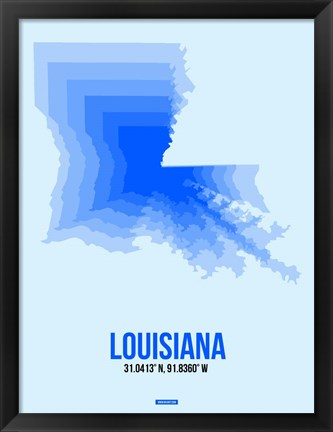 Framed Louisiana Radiant Map 1 Print