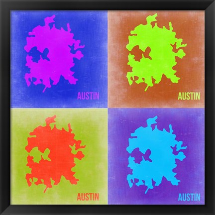 Framed Austin Pop Art Map 2 Print