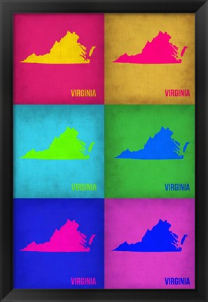 Framed Virginia Pop Art Map 1 Print