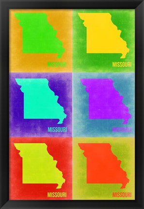 Framed Missouri Pop Art Map 2 Print