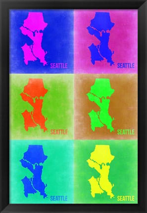 Framed Seattle Pop Art Map 3 Print