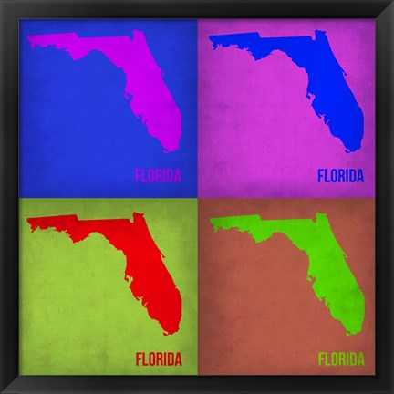 Framed Florida Pop Art Map 1 Print