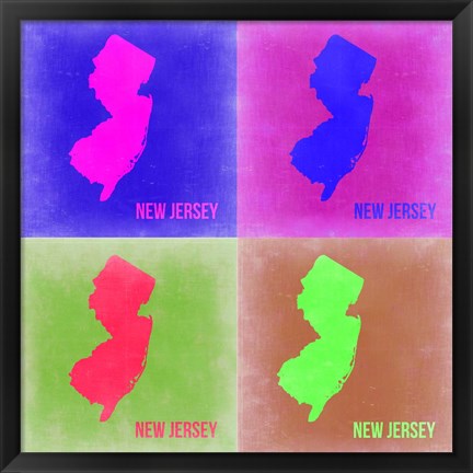 Framed New Jersey Pop Art Map 2 Print