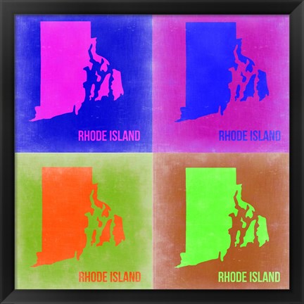 Framed Rhode Island Pop Art Map 2 Print