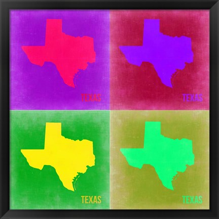 Framed Texas Pop Art Map 2 Print