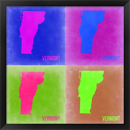 Framed Vermont Pop Art Map 2 Print