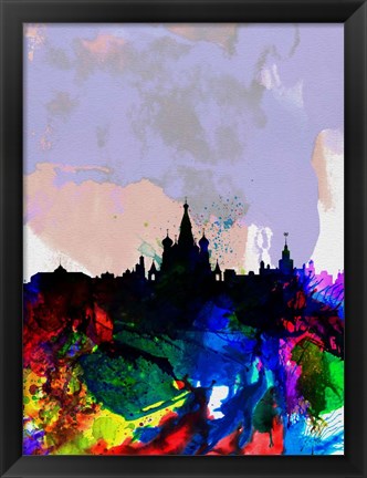 Framed Moscow Watercolor Skyline Print