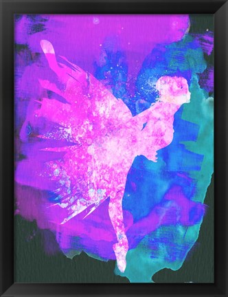 Framed Ballerina on Stage Watercolor 1 Print