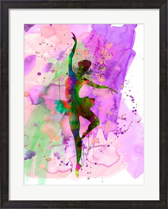 Framed Ballerina Dancing Watercolor 1 Print