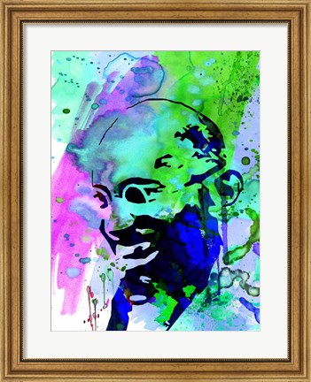 Framed Gandhi Watercolor 2 Print