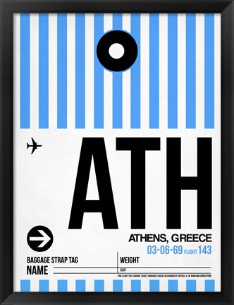 Framed ATH Athens Luggage Tag 1 Print