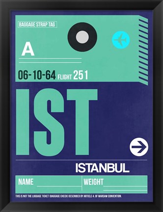 Framed IST Istanbul Luggage Tag 1 Print