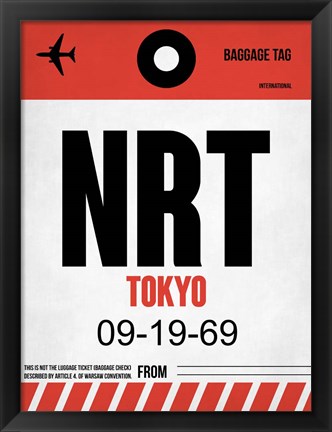 Framed NRT Tokyo Luggage Tag 1 Print