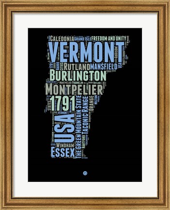 Framed Vermont Word Cloud 1 Print