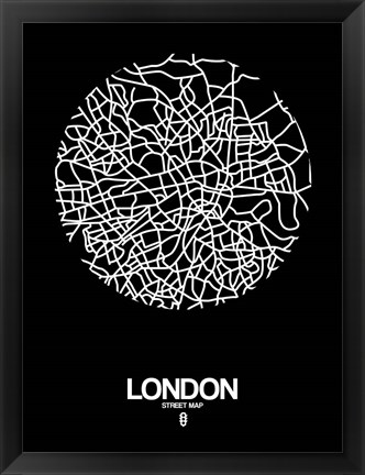 Framed London Street Map Black Print