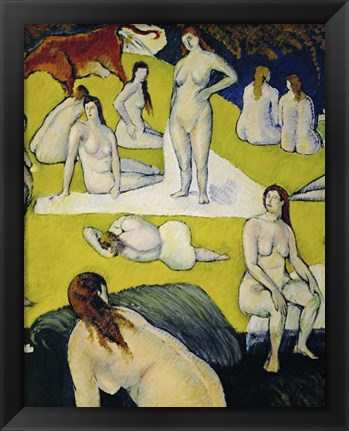 Framed Female Bathers with Red Cow, 1877 Print