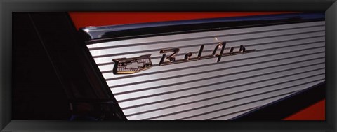 Framed 57 Chevy Bel Air Tail Fin Car Print