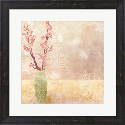 Framed Vase of Cherry Blossoms I Print