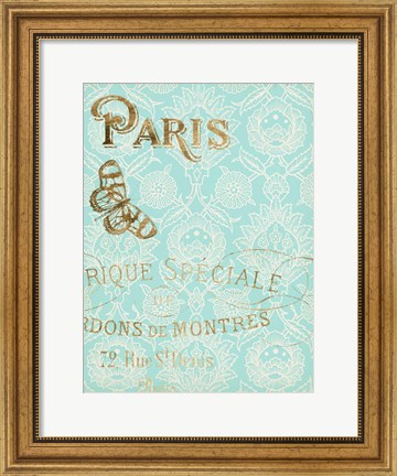 Framed Paris in Gold I Print
