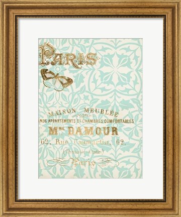 Framed Paris in Gold IV Print