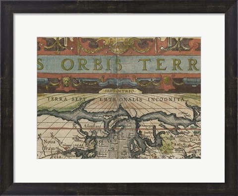 Framed Antique World Map Grid II Print