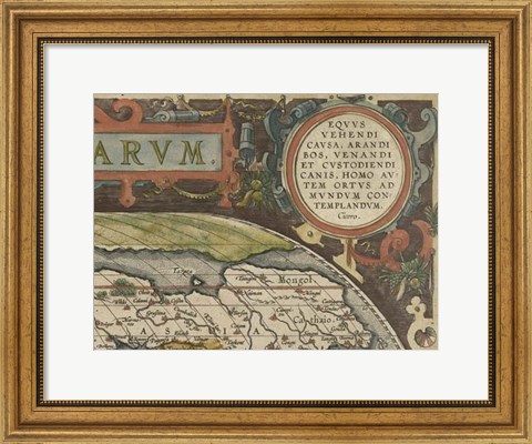 Framed Antique World Map Grid III Print