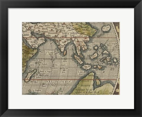 Framed Antique World Map Grid VI Print