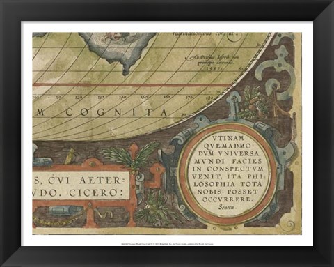 Framed Antique World Map Grid IX Print