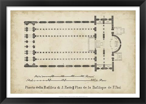 Framed Plan for the Basilica at St. Paul&#39;s Print