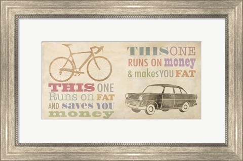 Framed Bike vs Car Print