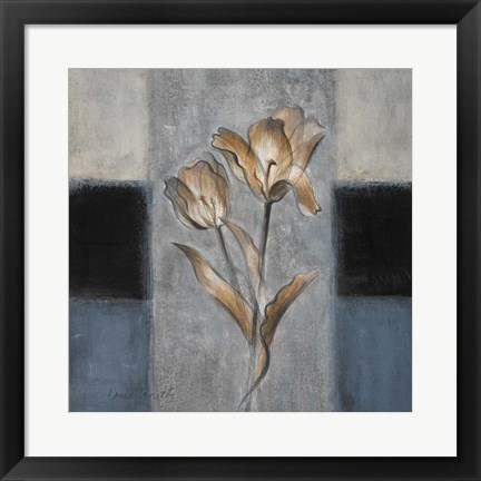 Framed Tulips in Blue II Print