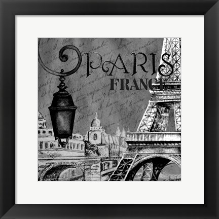 Framed Parisian Wall Black I Print