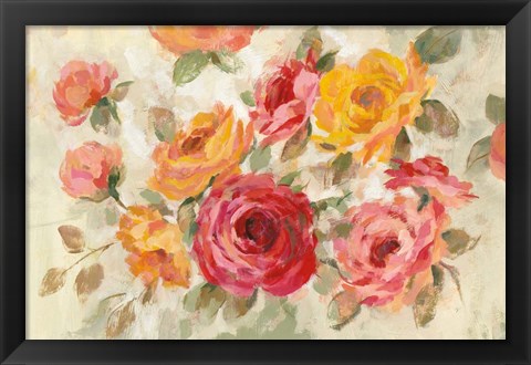 Framed Brushy Roses Print