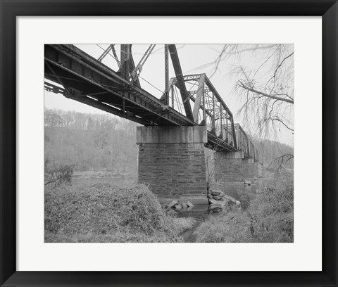 Framed GENERAL VIEW NORTH, SOUTHEAST SIDE FROM SOUTHEAST BANK. - Joshua Falls Bridge, Spanning James River at CSX Railroad, Lynchburg Print