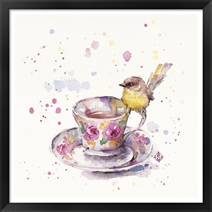 Framed Tea Time (Eastern Yellow Robin) Print