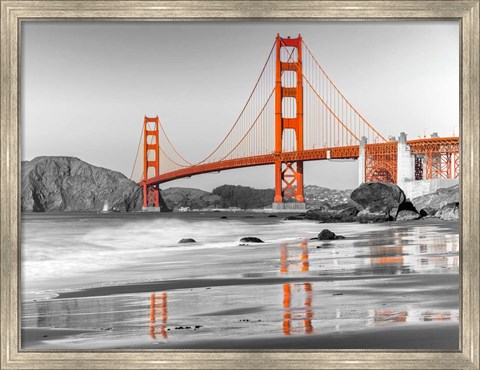 Framed Baker Beach and Golden Gate Bridge, San Francisco 1 Print