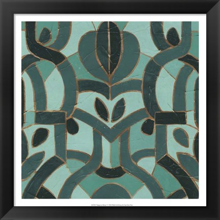 Framed Turquoise Mosaic I Print
