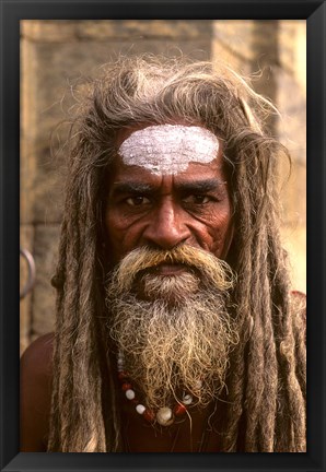 Framed Close-up of Religious Man in Kathmandu, Nepal Print