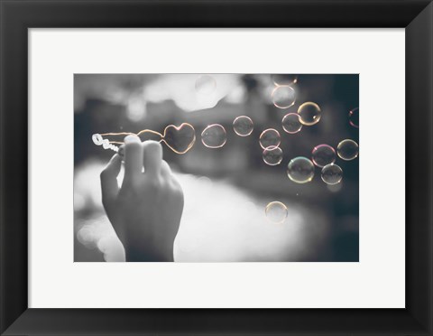 Framed Pop of Color Rainbow Love Bubbles Print